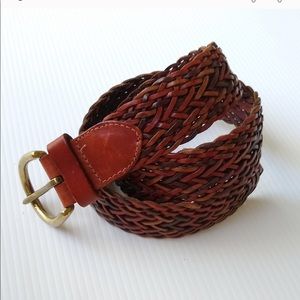 /Fossil/ brown braided leather belt